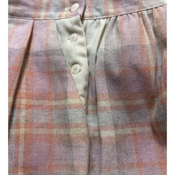 Block Island Petites Vtg Pleated Midi Skirt Pastel 70s Light Academia Sz 13 14 - Picture 4 of 5